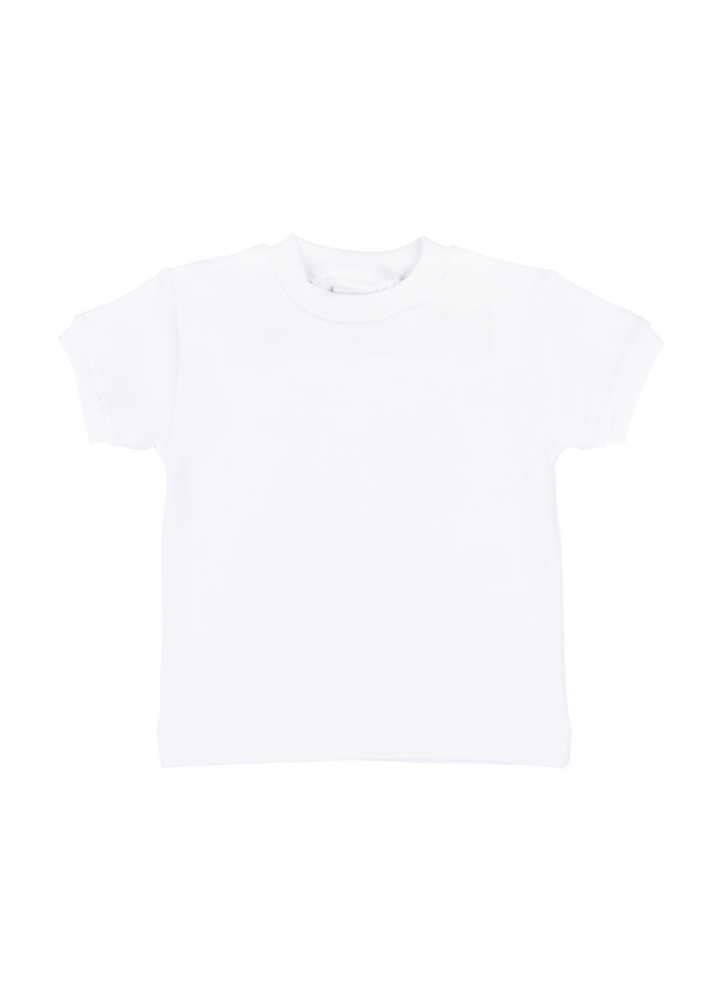 White Short Sleeve T-Shirt With Rib Trim